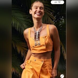NWT Free People Gold Sunrise Beaded Necklace